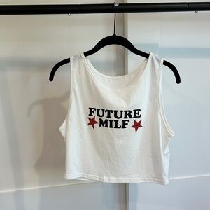 Fashion Nova White Crop Top with Red Stars